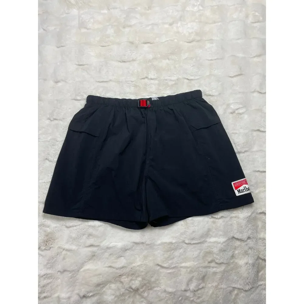 🔥Vintage Marlboro Swim Trunks Men’s Large Black Adventure Team Mesh Lined Beach